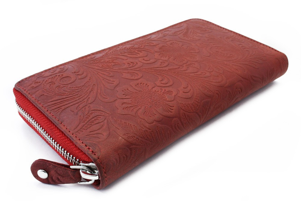 Červená veľká zipsová dámska peňaženka Aristea