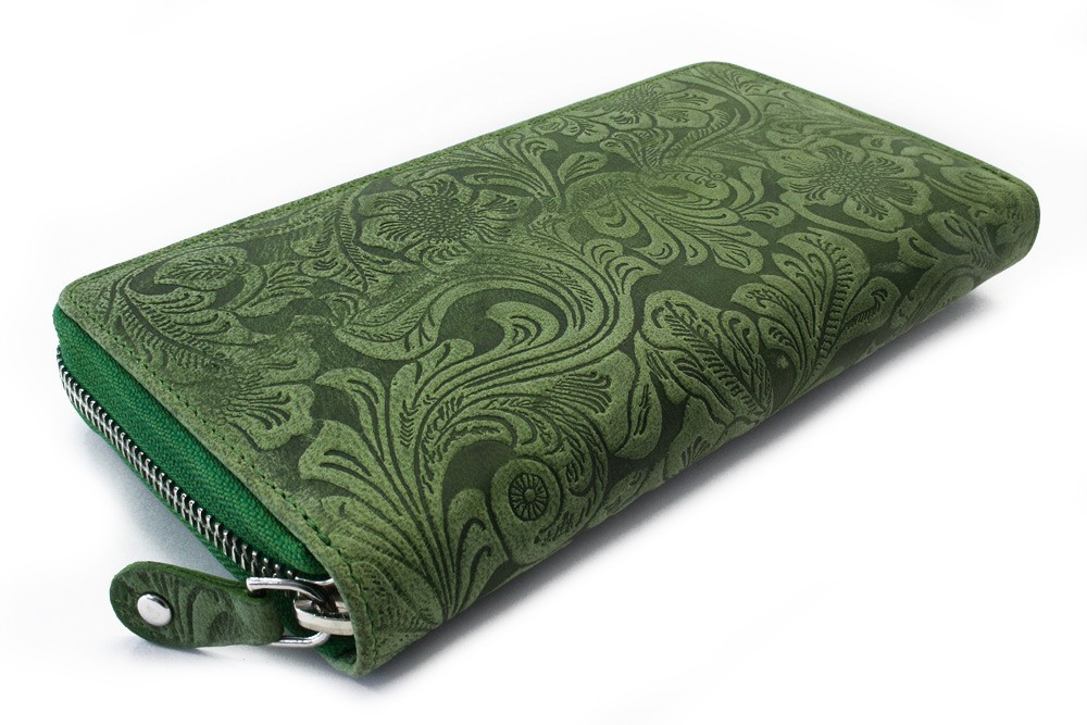 Zelená veľká zipsová dámska peňaženka Aristea