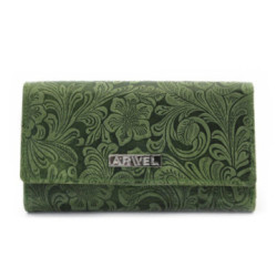 Zelená poklopová kožená dámska peňaženka so vzorom Ourania