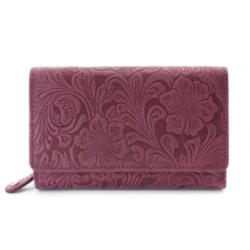 Fuchsiová dámska stredná kožená peňaženka s poklopom Aspasia