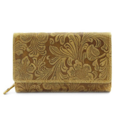 Žltá dámska stredná kožená peňaženka s poklopom Aspasia