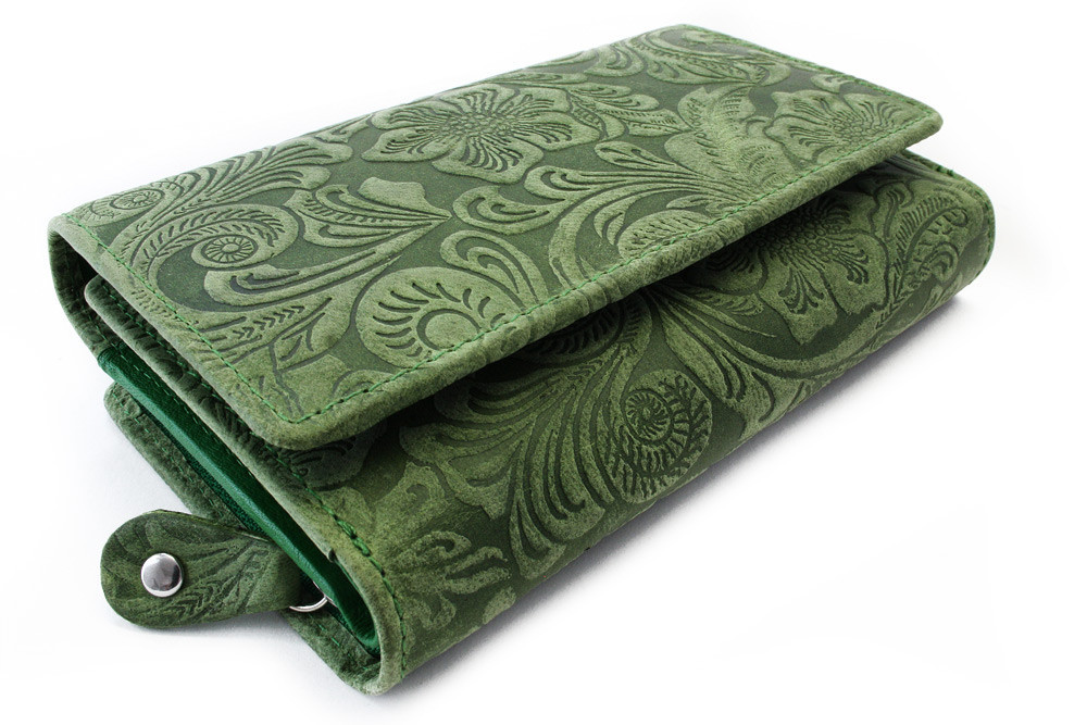 Zelená dámska stredná kožená peňaženka s poklopom Aspasia