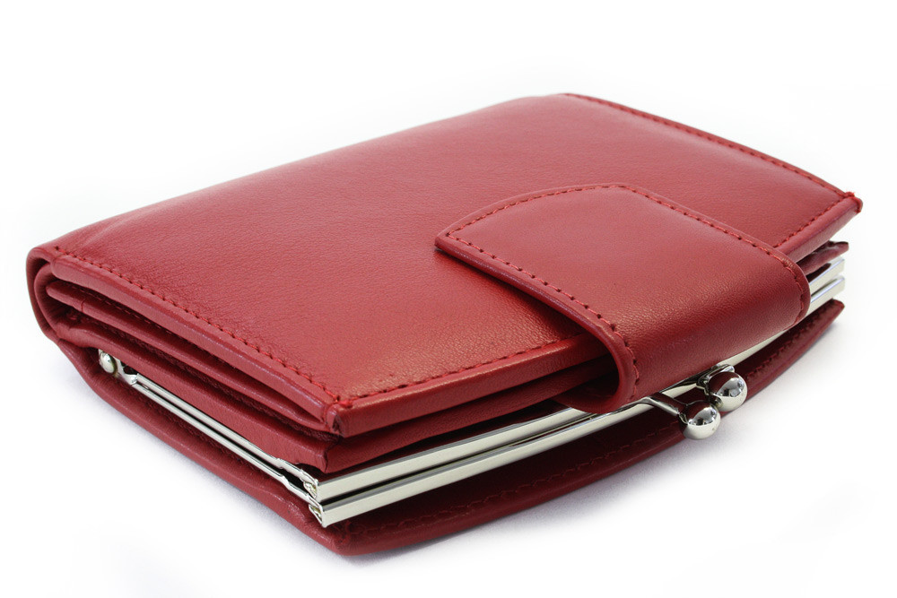 Červená dámska kožená rámová peňaženka Norah