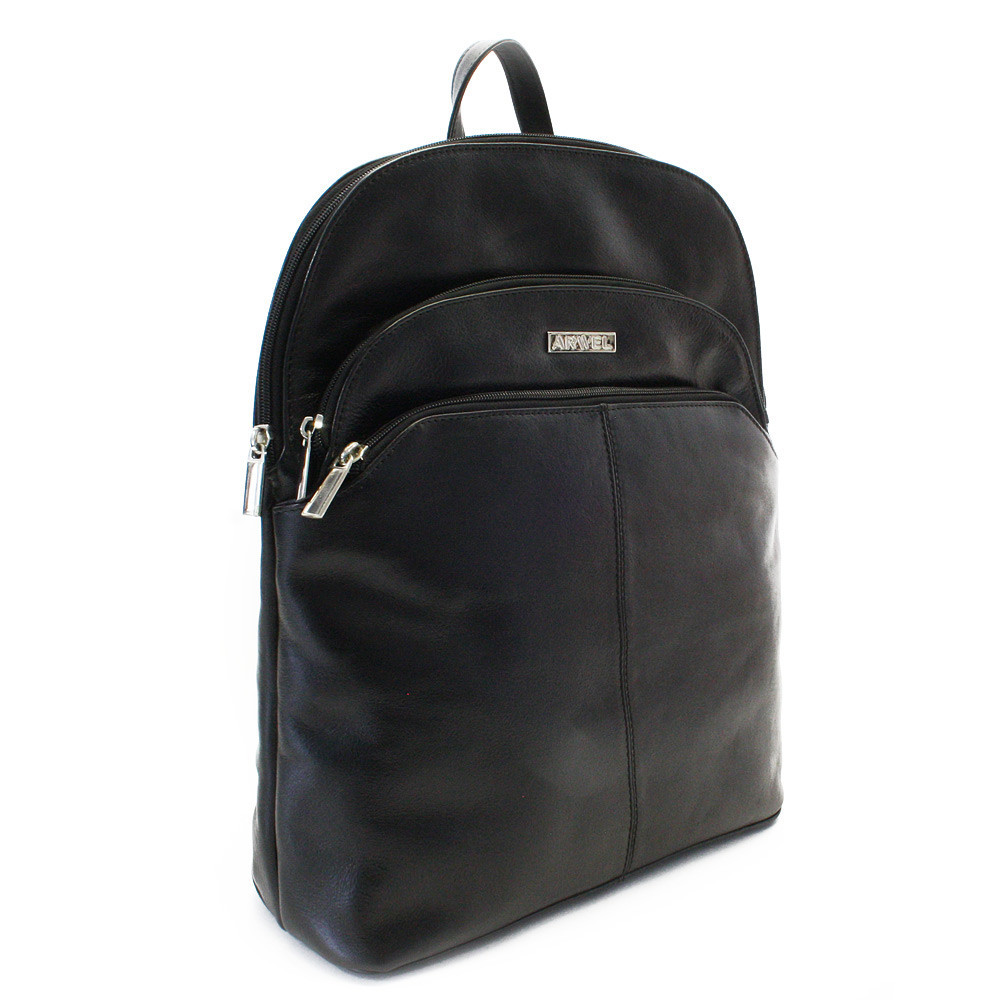 Čierny kožený moderný batoh Poppy