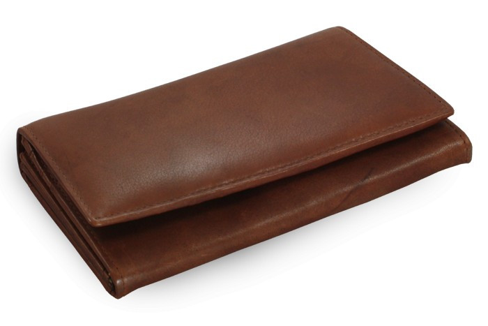 Tmavo hnedá dámska kožená listová peňaženka Esmel