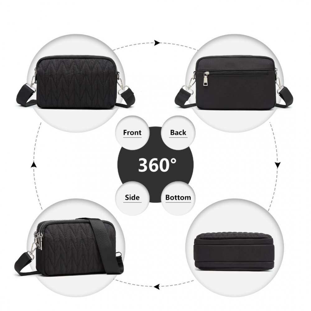 Černá prošívaná crossbody dámská kabelka Chrysi