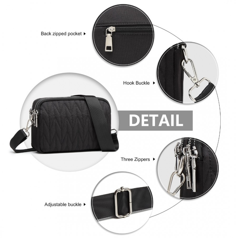 Černá prošívaná crossbody dámská kabelka Chrysi