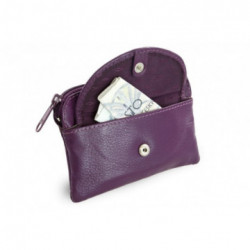 Fialová kožená kľúčenka so zipsom a klapkou Vanesa