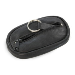 Čierna kožená kľúčenka na zips Lily