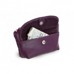 Fialová kožená kľúčenka so zipsom a klapkou Deny