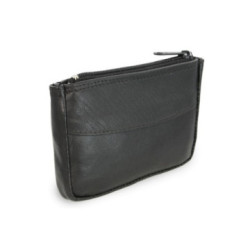 Čierna kožená kľúčenka s vreckami Alena