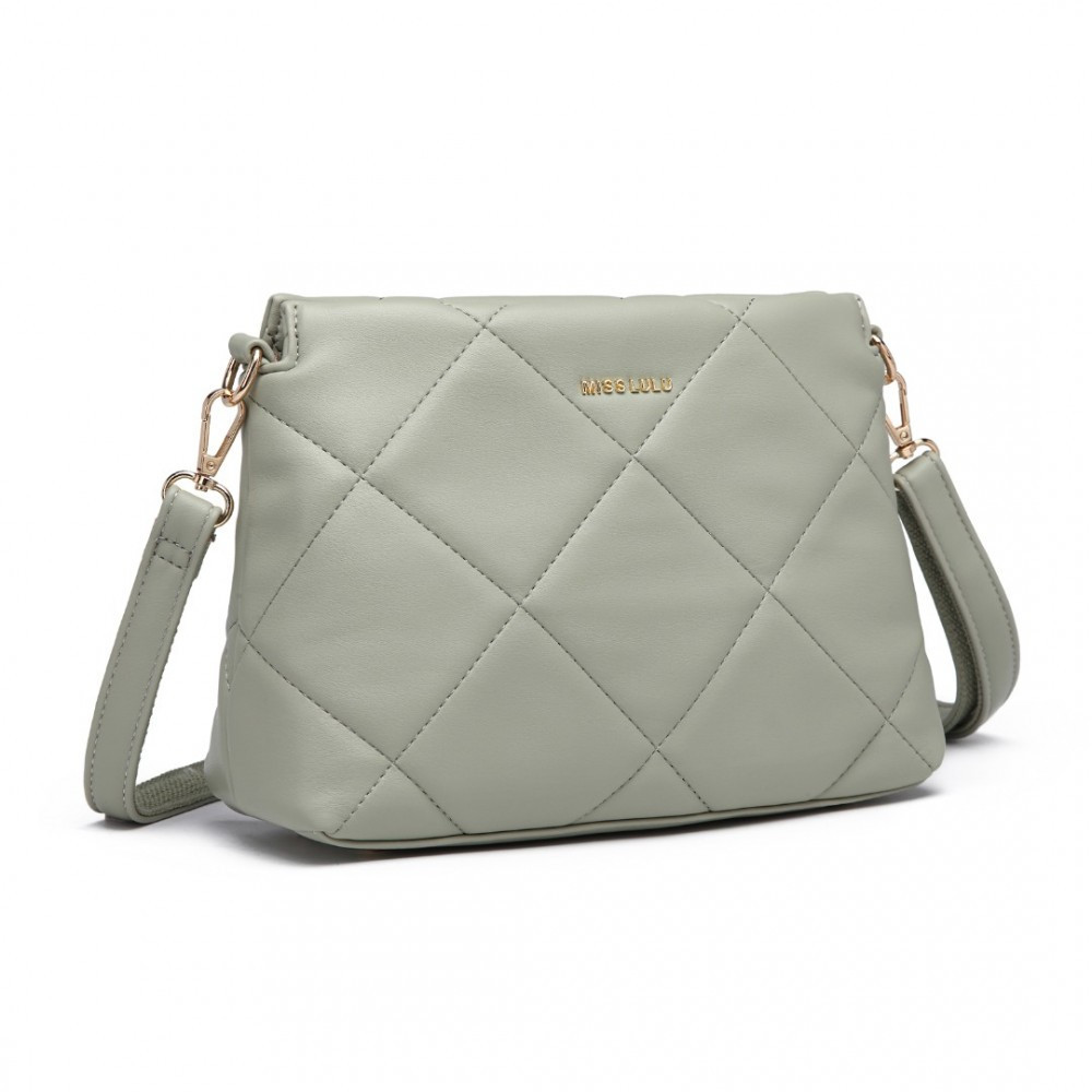 Svetlo zelená prešívaná crossbody dámska kabelka Theklas