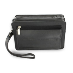 Čierna kožená pánska dvojzipsová etue Kayla