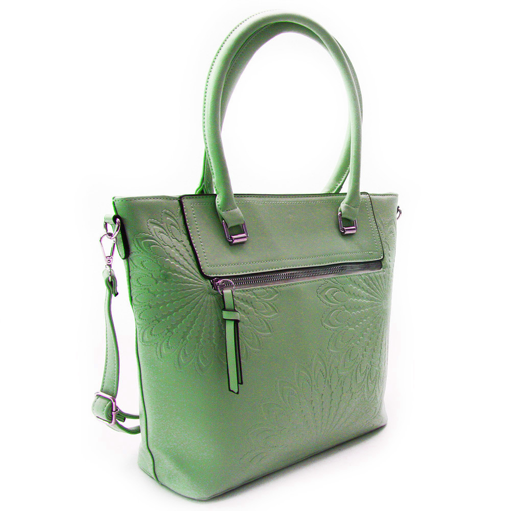 Svetlo zelená dámska zipsová kabelka Helli