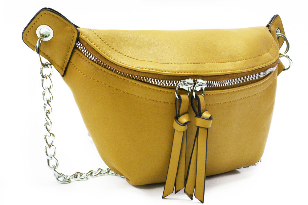 Žltá dámska zipsová kabelka ľadvinka Kyliki