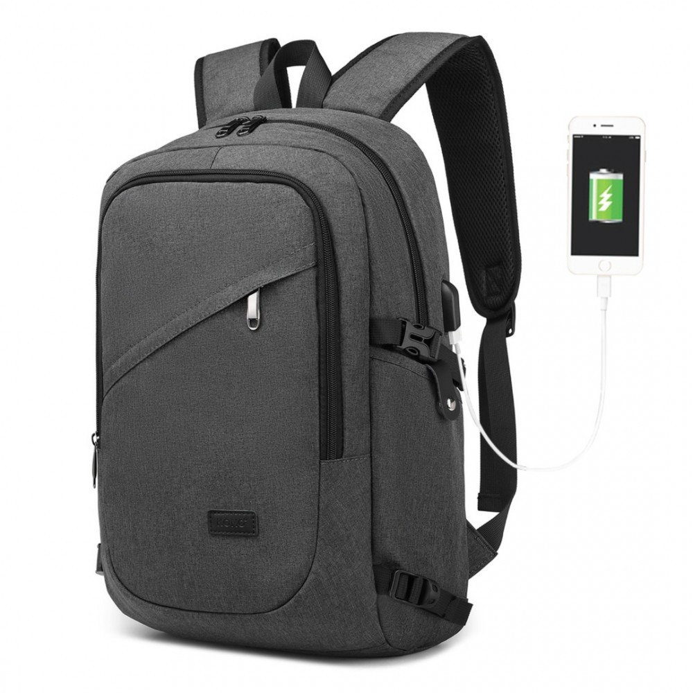 Tmavosivý moderný batoh s USB portom Acxa