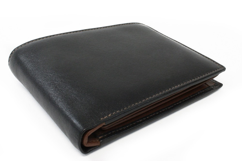 Čiernobéžová pánska kožená peňaženka s vnútornou zápinkou Malachi