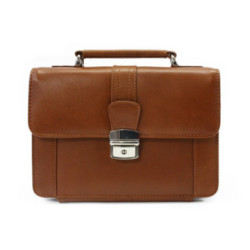 Svetlo hnedá kožená etue so sklápacím registrom a držadlom Cooper