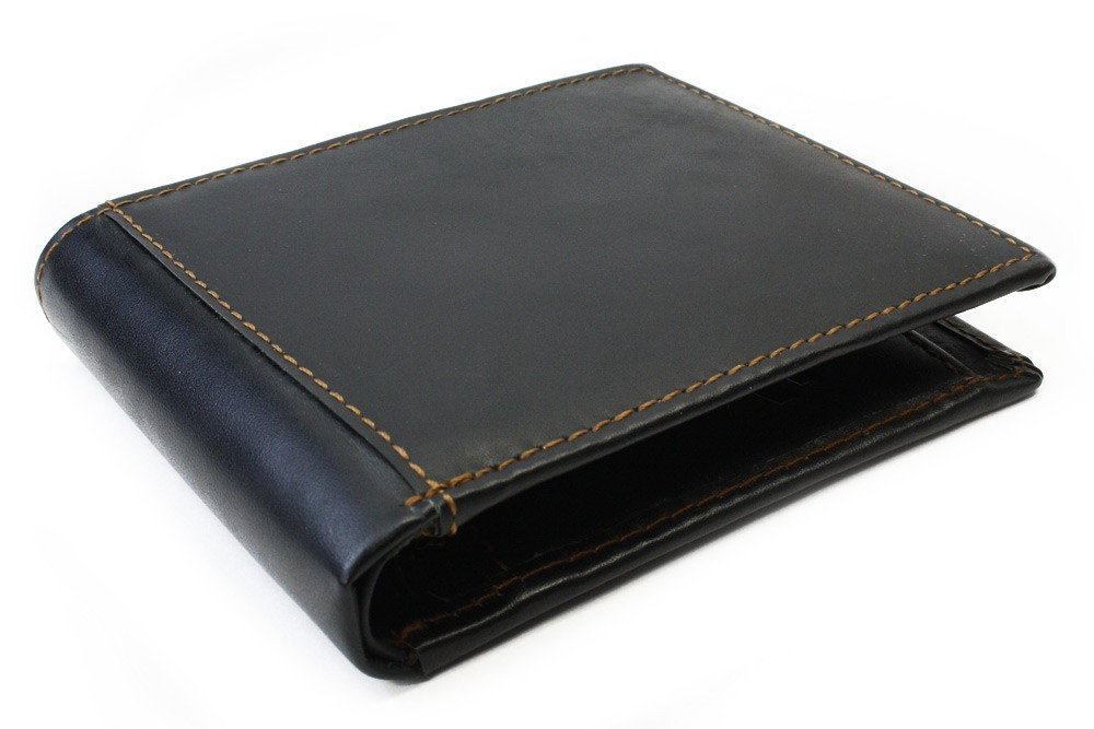Čierna pánska kožená peňaženka s prešitím Faileon