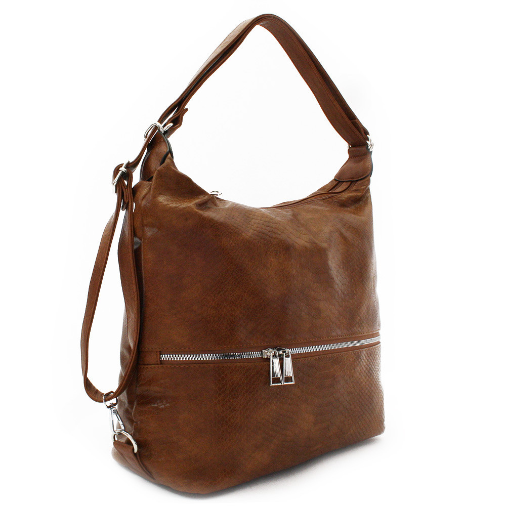 Hnedá kabelka s kombináciou batohu Landyn