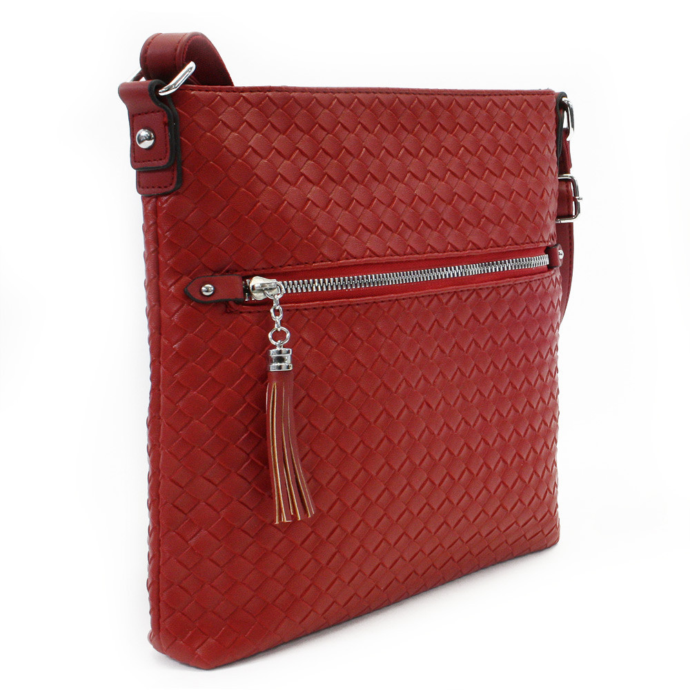 Červená dámska crossbody kabelka s textúrou Annis