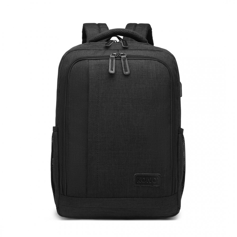 Čierny vodeodolný viackomorový batoh s USB portom Ventlie
