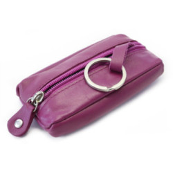 Fuchsiová kožená kľúčenka so zipsovým vreckom Lana