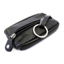 Čierna kožená zipsová kľúčenka Lana AKCIA