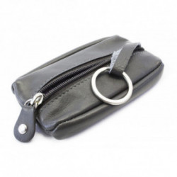 Tmavosivá kožená zipsová kľúčenka Lana AKCIA