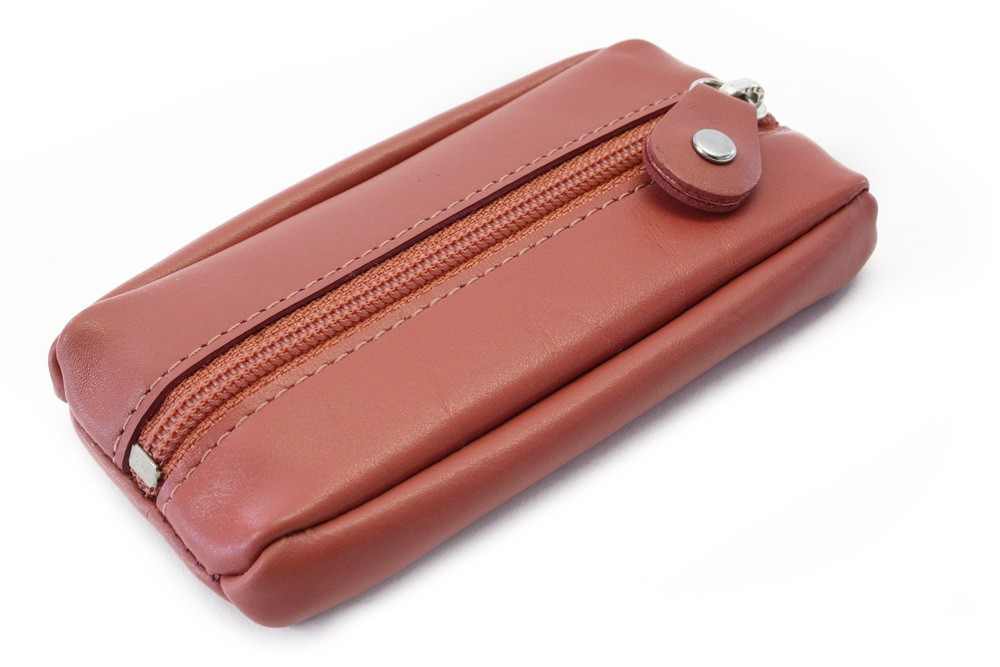 Tmavo ružová kožená kľúčenka Lana