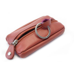 Tmavo ružová kožená kľúčenka Lana