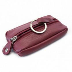 Bordovo červená kožená zipsová kľúčenka Lana DARČEK