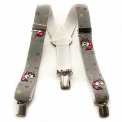 Sivé detské traky v tvare Y s potlačou Dionte