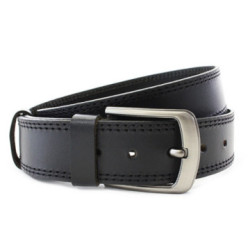 Čierny kožený pánsky opasok s dvojitým šitím Beyren