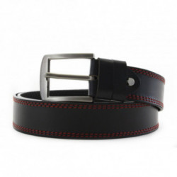 Červenočierny kožený pánsky opasok s dvojitým šitím Barkel