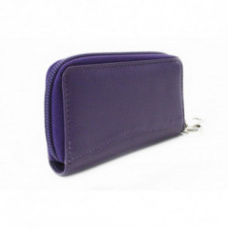 Fialová zipsová kožená kľúčenka Krish
