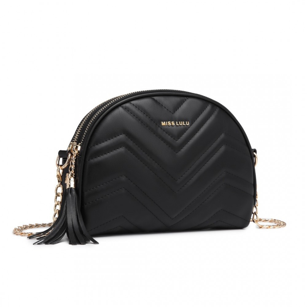 Čierna dámska dvojzipsová crossbody kabelka Winfred