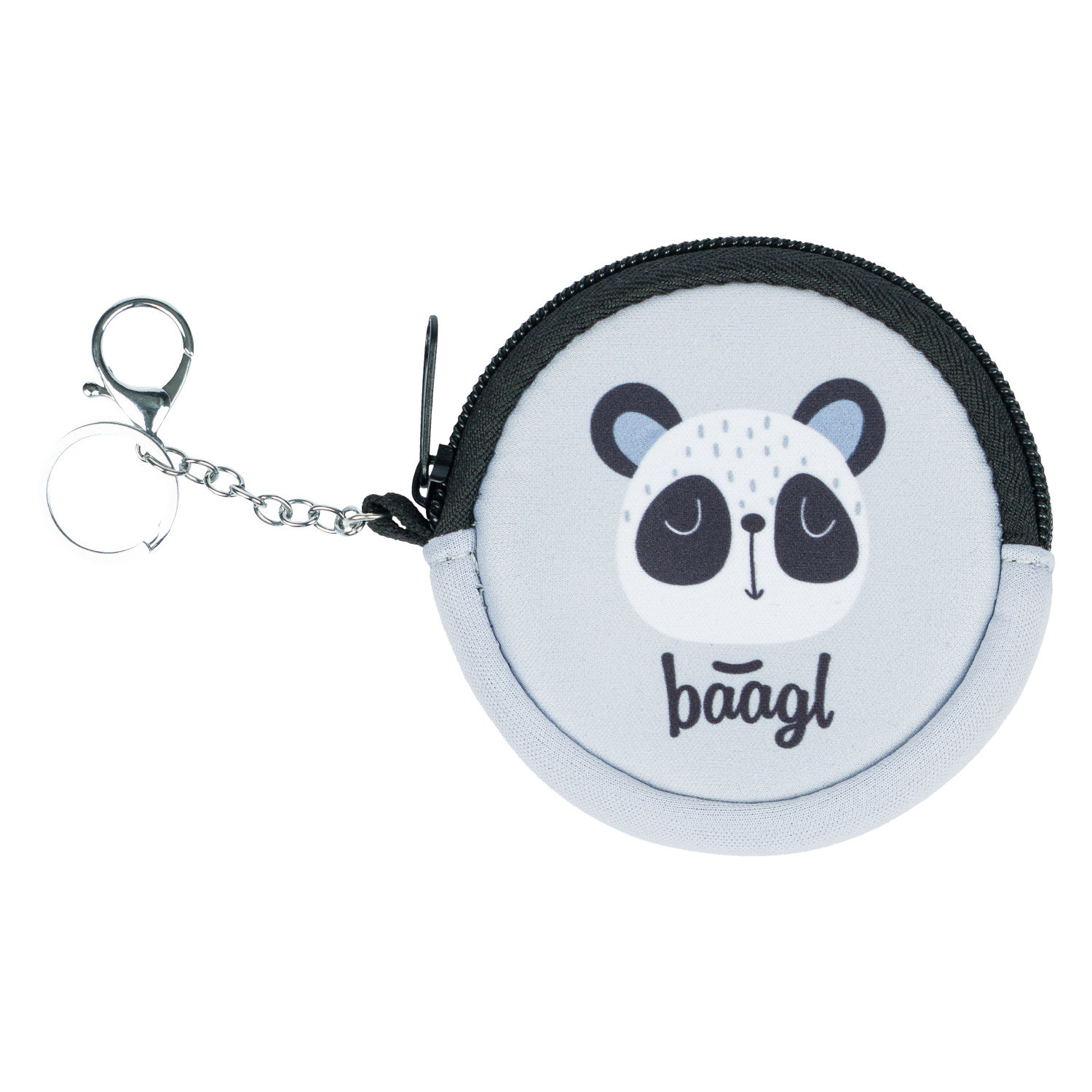 Šedá zipsová jednoduchá peňaženka s obrázkom Panda