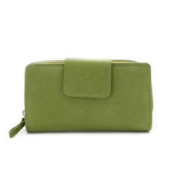 Svetlo zelená kožená dámska peňaženka so zápinkou Xylia
