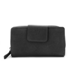 Čierna kožená dámska peňaženka so zápinkou Xylia