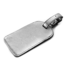 Tmavo strieborná kožená visačka na batožinu Brienli