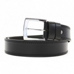 Čierny kožený pánsky opasok s dvojitým šitím Kirsti