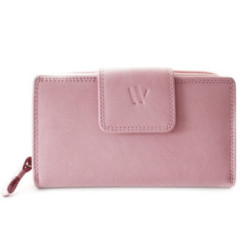 Svetloružová kožená dámska peňaženka so zápinkou Xylia