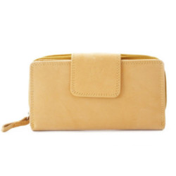 Žltá kožená dámska peňaženka so zápinkou Xylia7