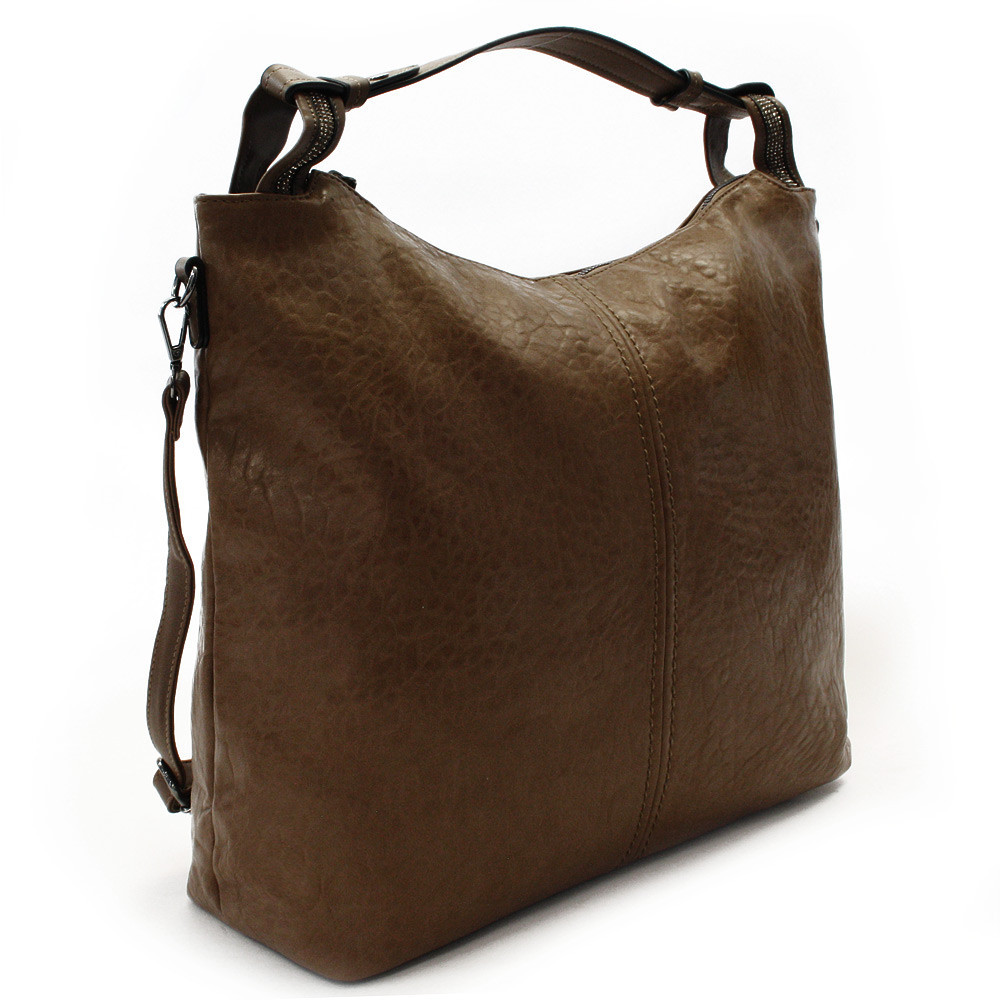 Tmavo hnedá veľká dámska zipsová kabelka Calytrix