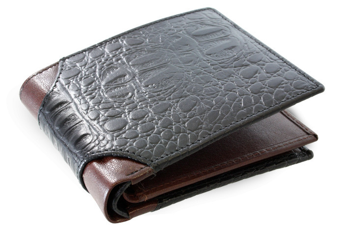 Černá kožená elegantní peněženka v designu croco Fedosia