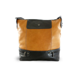 Hnedočierna dámska zipsová kožená kabelka Heike