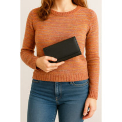 Čierna dámska listová kožená peňaženka Imogen