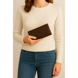 Tmavo hnedá dámska listová kožená peňaženka Imogen