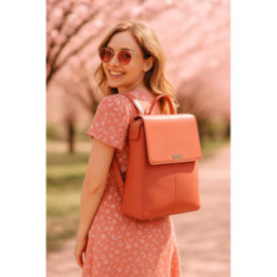 Tmavo ružový mestský kožený batoh Neville